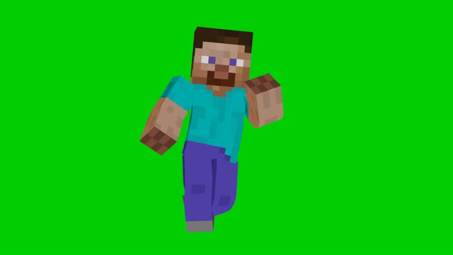 Minecraft Steve Walking green screen