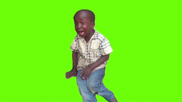 African Boy Crying Then Laughing green screen