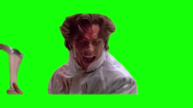 American Psycho Patrick Bateman kills Paul Allen green screen