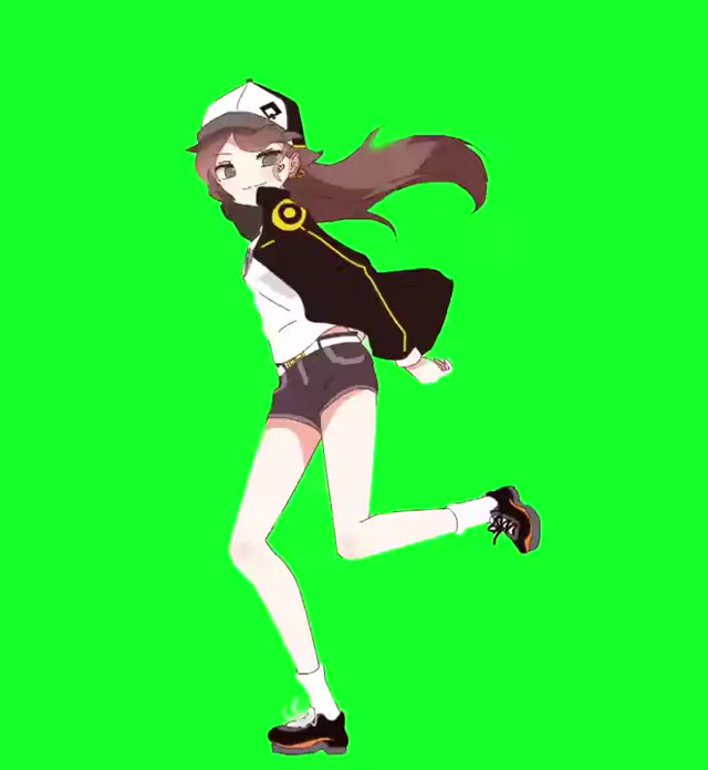 Anime Girl Dancing green screen