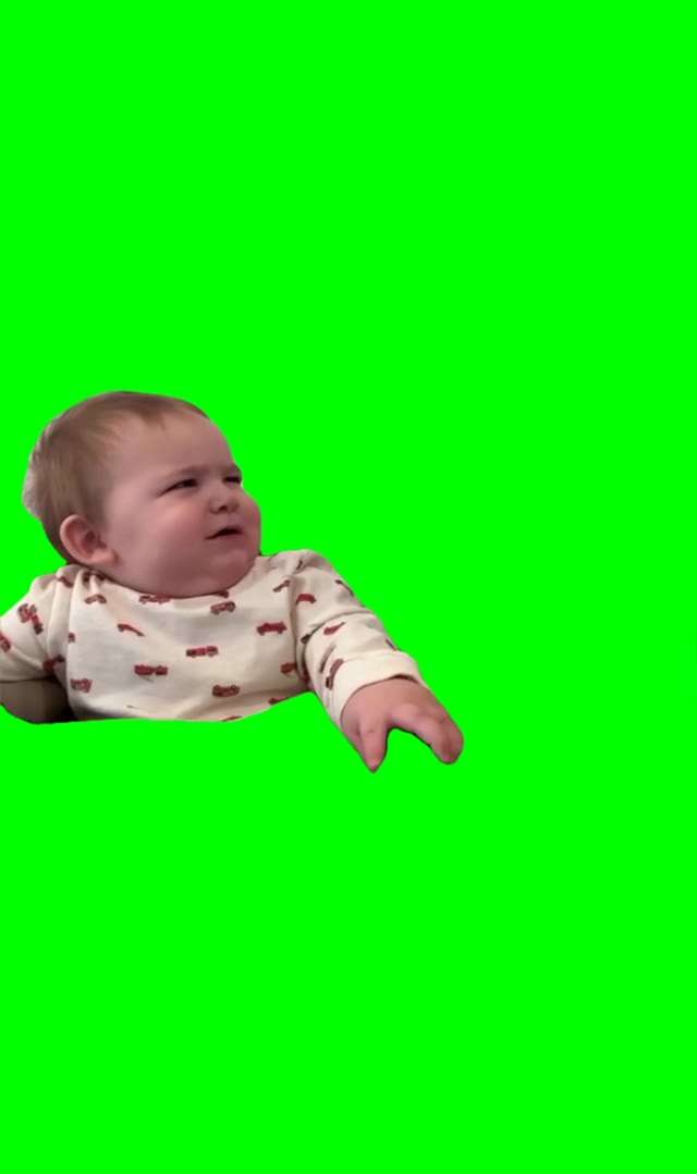 Annoyed baby green screen