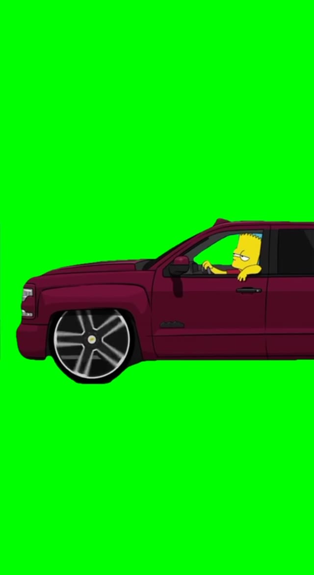 BART Simpson cruising green screen