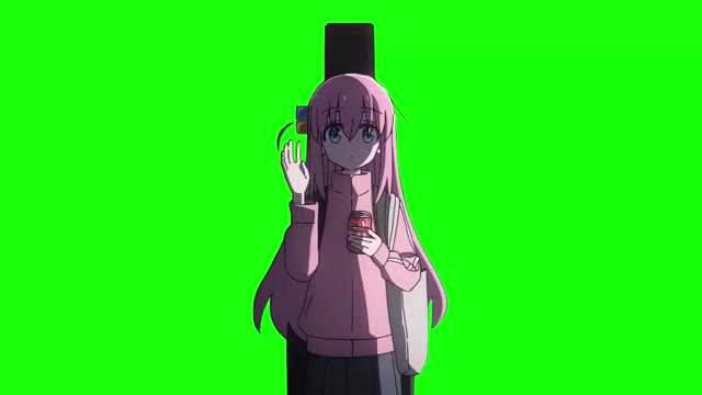 Bocchi The Rock Hitori waving green screen