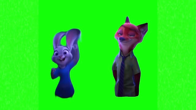 Bunny and fox dancing Zootopia green screen