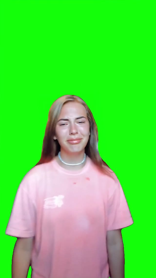 Crying girl dance green screen