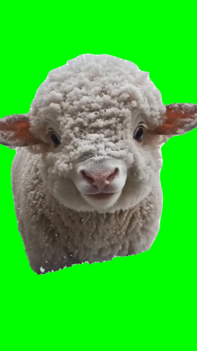Cute sheep staring green screen