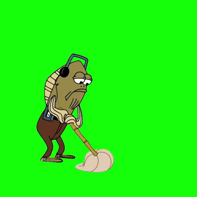 Fred the Fish Mopping green screen