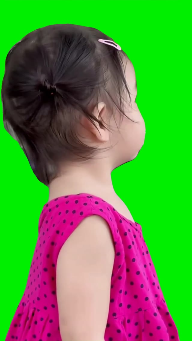 Girl says wow green screen