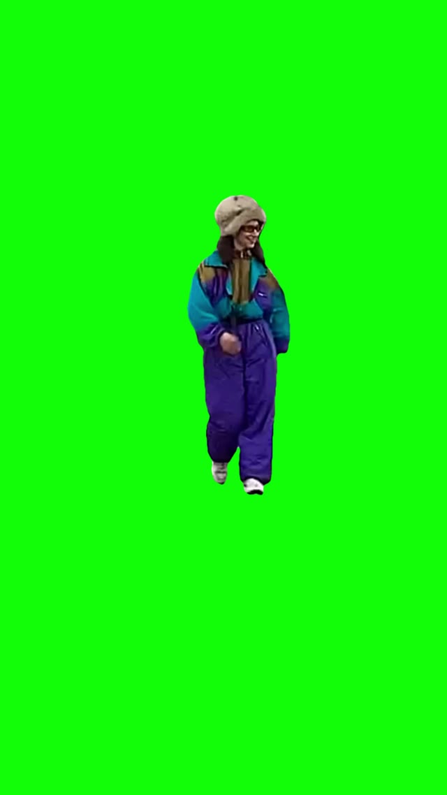 Girl walking green screen