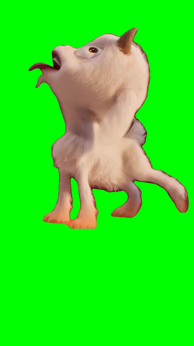 Goat pretending to die green screen
