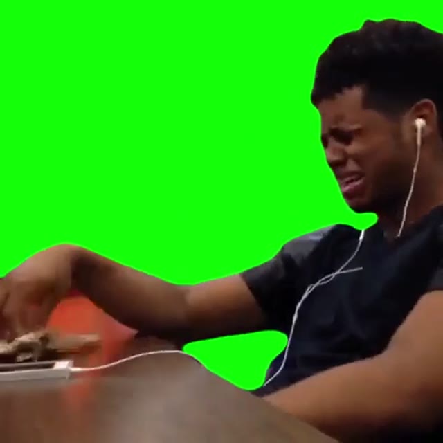 Guy Crying Over Music in Class green screen