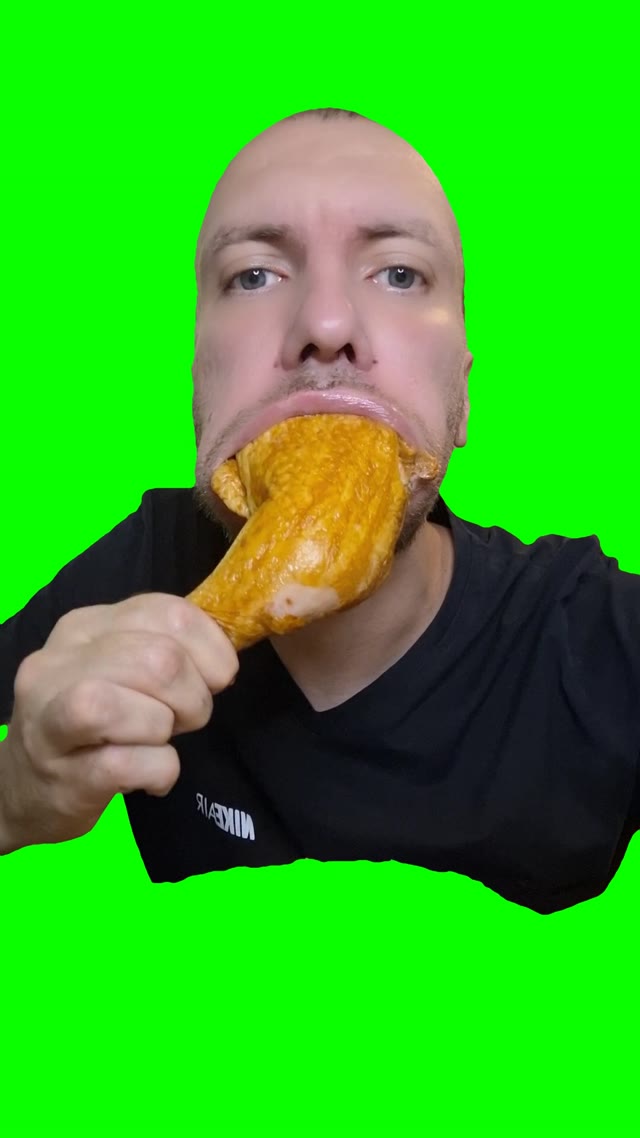 Guy Eating Chicken green screen