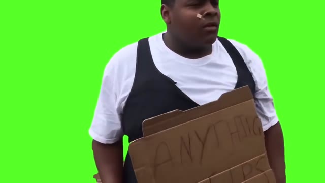 Guy holding sign does funny dance green screen