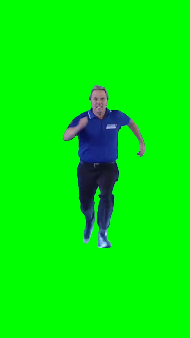 Guy running fast green screen