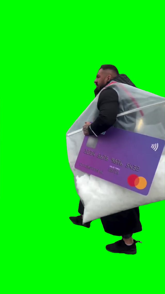 Guy with a big bag green screen