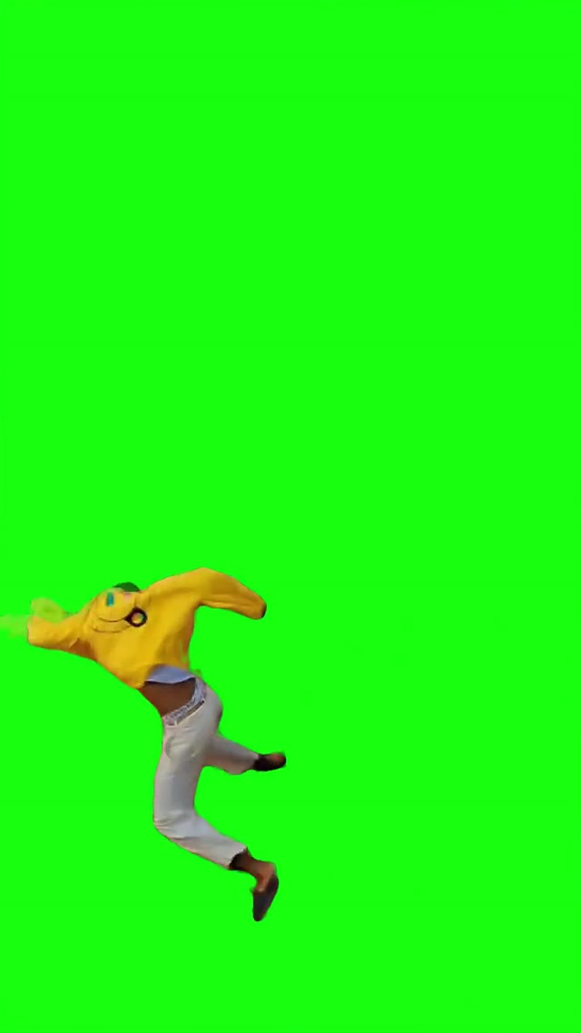 Jump kicking green screen