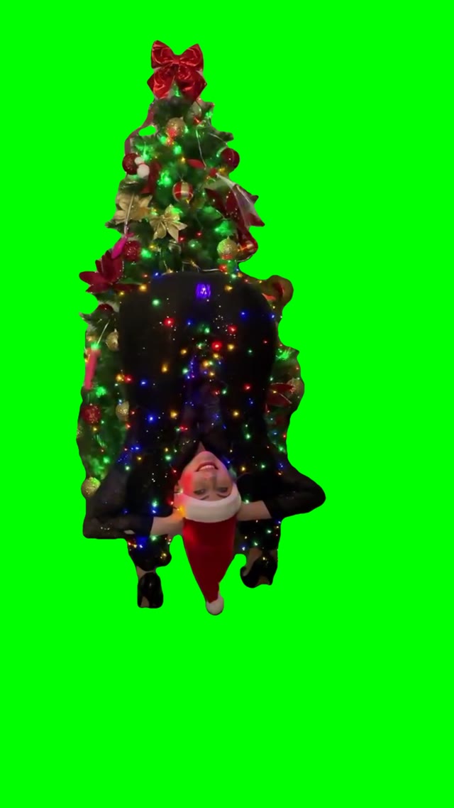 Lady Christmas Tree green screen