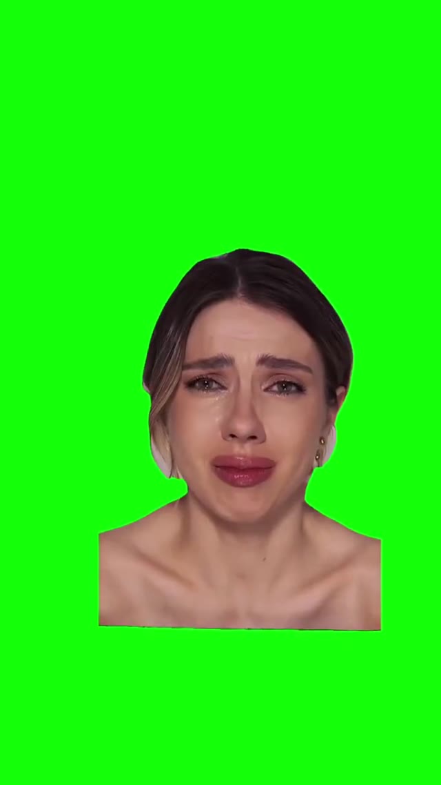 Lady crying  green screen