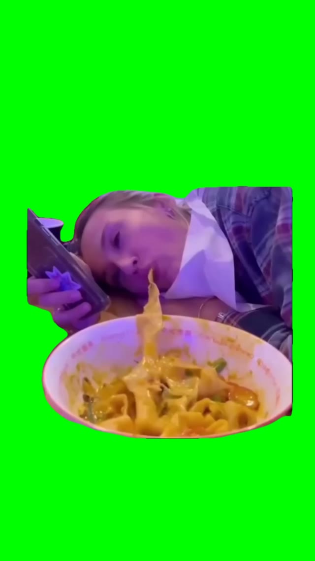Lazy eating green screen