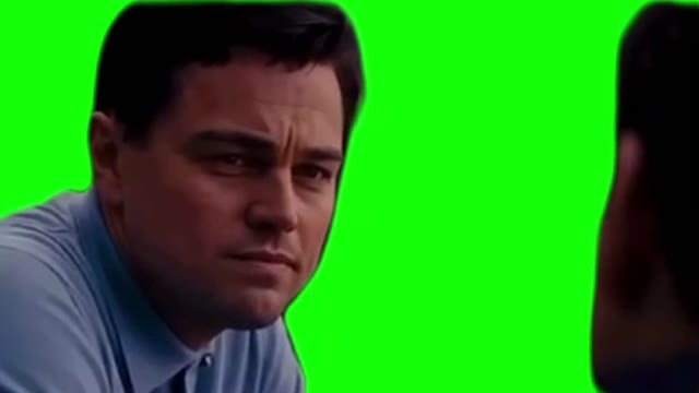 Leonardo DiCaprio hugging green screen