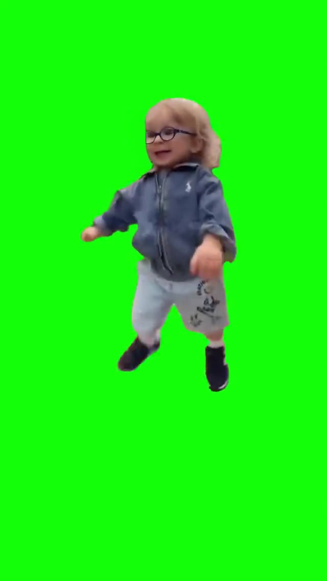 Little boy running green screen