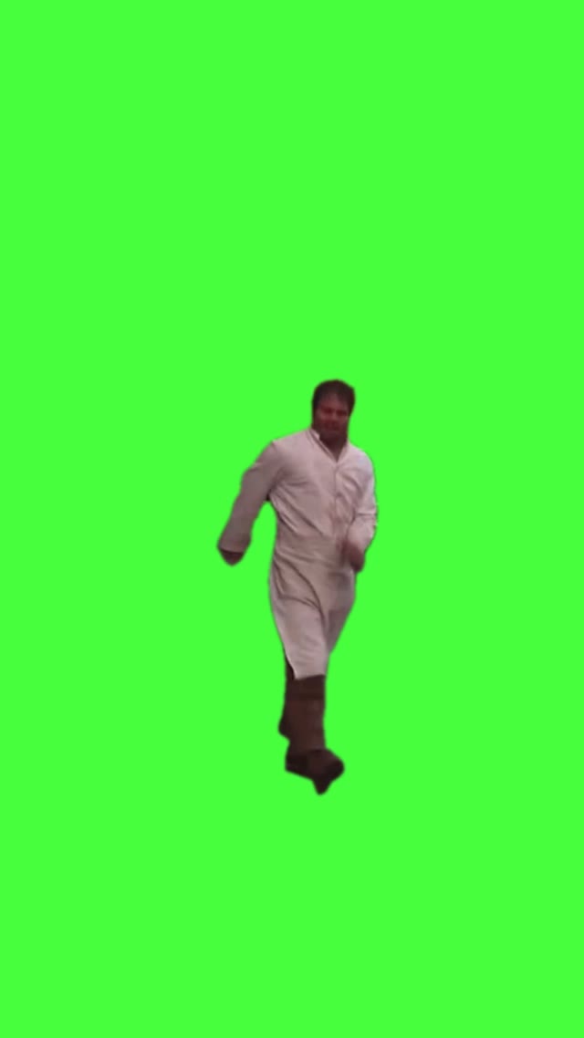 Man crippling green screen