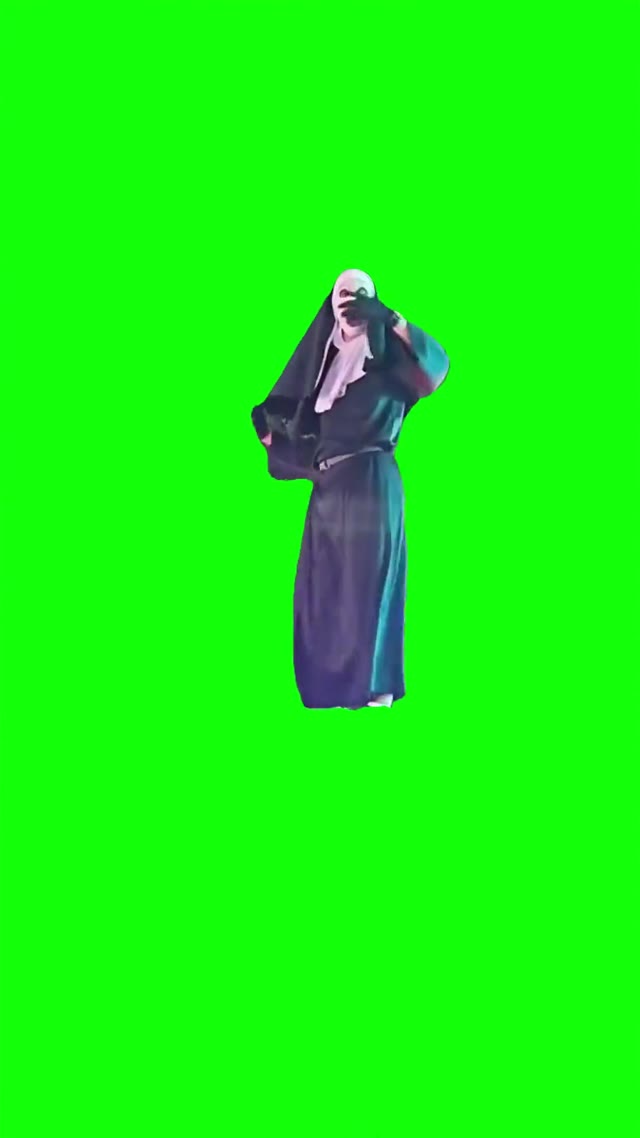 Nun dancing green screen