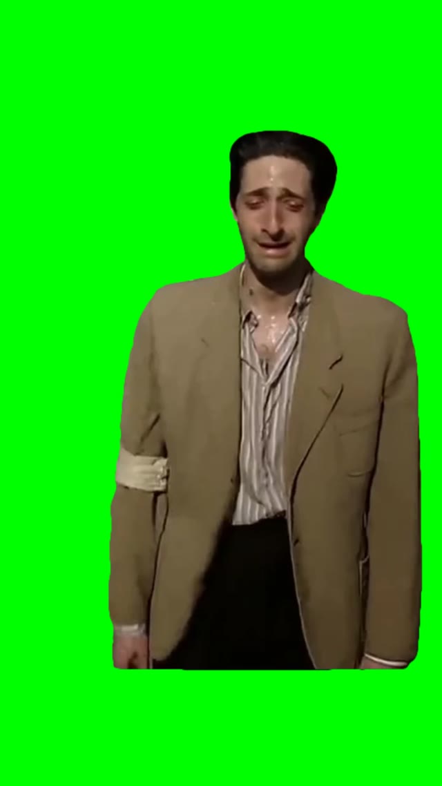 Pianist walking crying green screen