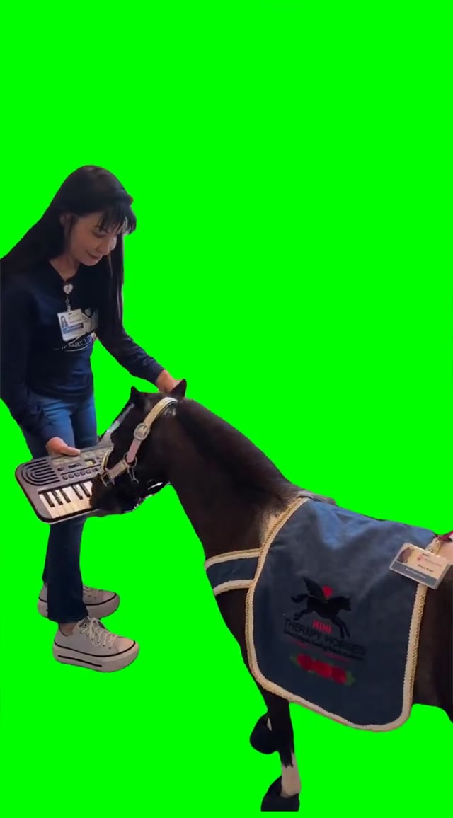 Pony playing Piano green screen