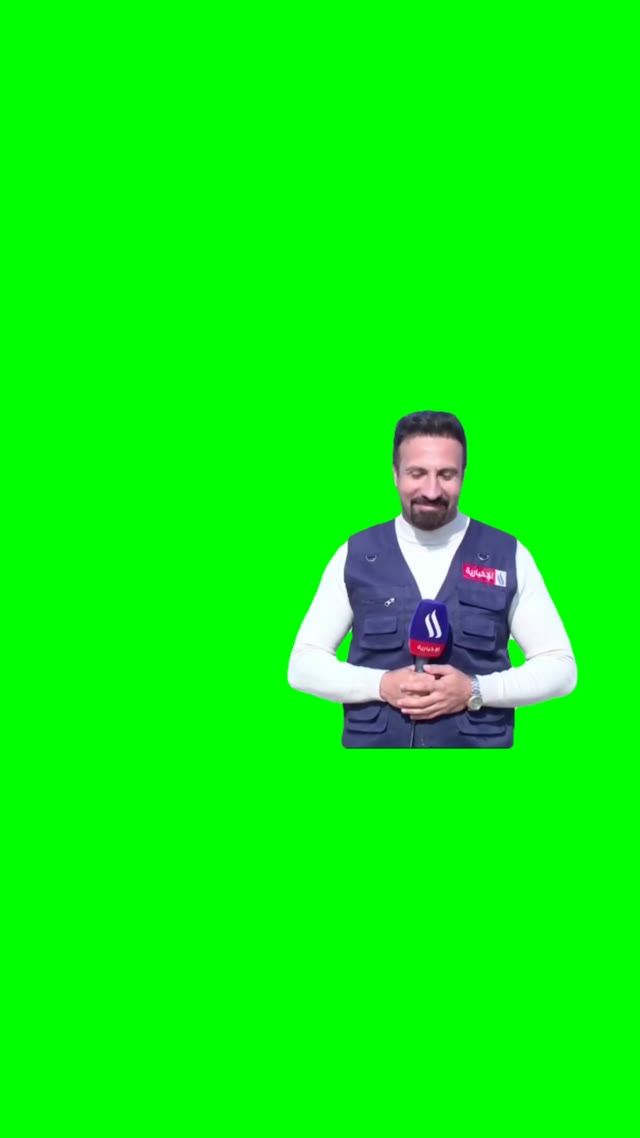 Reporter Laughing green screen
