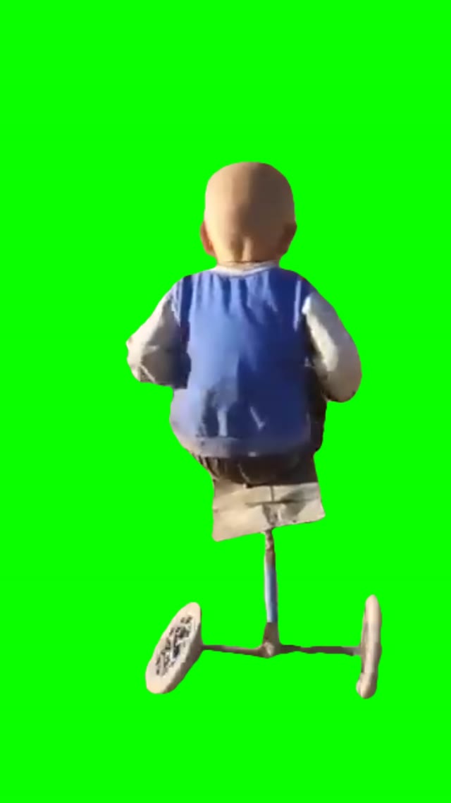 Riding a tricycle green screen