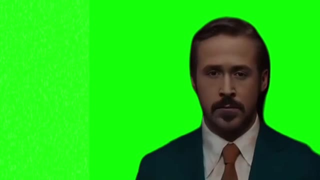 Ryan Gosling twitching eye green screen