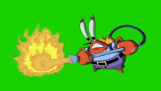 SpongeBob Mr Krabs Flamethrower green screen