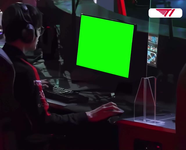 T1FakersscreenduringWorlds2023meme Leag green screen