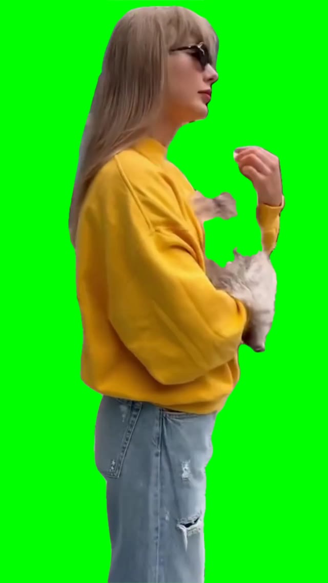 Taylor swift holding cat green screen