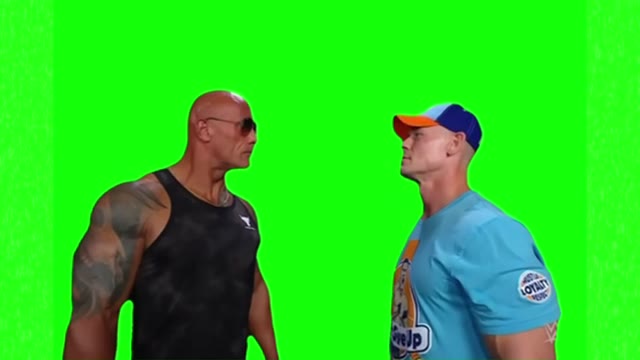 The Rock and John Cena green screen