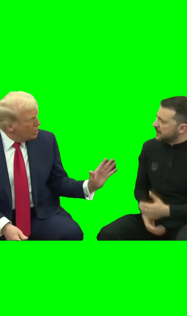 Trump and zelenskiy arguing green screen