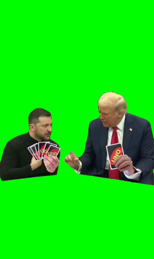 Trump and zelenskiy playing cards green screen