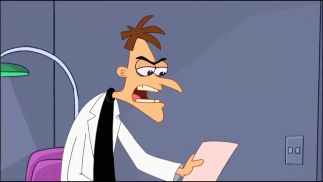 Doofenshmirtz Reading a Paper green screen